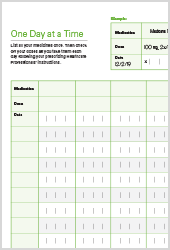 Image of the downloadable tool – My Medicine Diary
