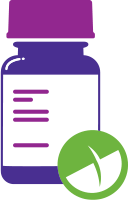 Graphic of a medication bottle and pill