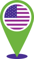 Graphic of American flag map marker icon