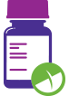 Graphic of medication bottle and pills
