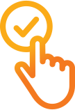 Graphic of a hand and check mark