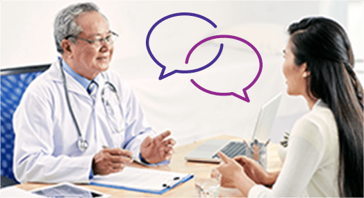 Image of healthcare professional and a patient talking