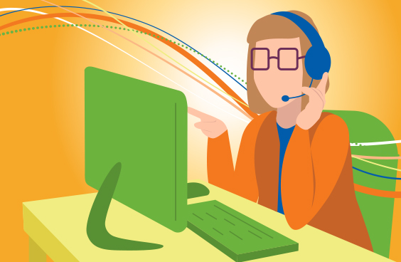 Image of a Healthcare Professional sitting at a desk, talking on the phone about the IncyteCARES patient support program