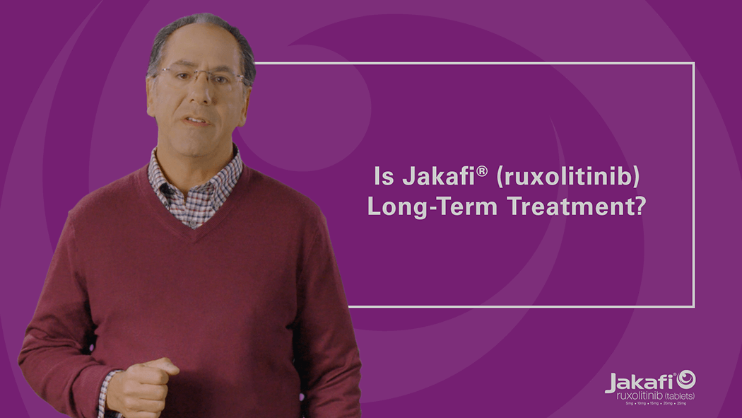 Image of Dr Grad in front of text that reads: Is Jakafi® (ruxolitinib) Long-Term Treatment?