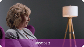 Image of a woman sitting in a purple chair for Episode 2 – Finding a Path Forward 